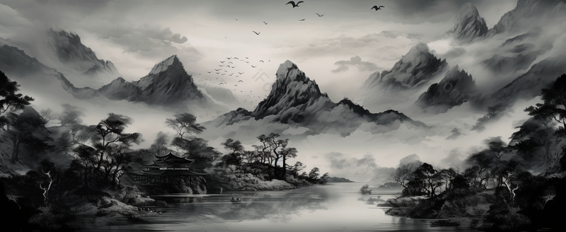 壮丽山河中国风自然美景,插画/手绘图,插画/手绘图库,插画/手绘图下载,插画/手绘